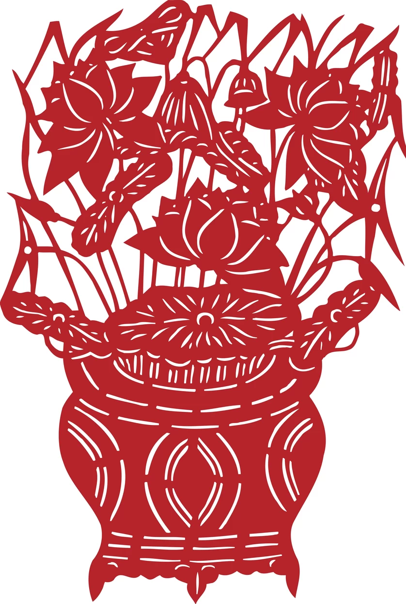 中国风传统民俗吉祥喜庆镂空剪纸窗花图案插画AI矢量PNG设计素材【151】